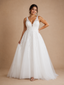 ChicSew Beautiful Fancy Spaghetti Straps V-Neck A-Line Lace Applique Tulle Long Wedding Dresses