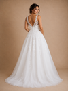 ChicSew Beautiful Fancy Spaghetti Straps V-Neck A-Line Lace Applique Tulle Long Wedding Dresses