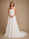 ChicSew Elegant Spaghetti Straps Square A-Line Crepe Floor-Length Wedding Dresses