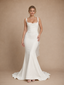 ChicSew Unique Sleeveless Mermaid Square Neckline Crepe Long Wedding Dresses With Ruffle