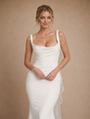 ChicSew Unique Sleeveless Mermaid Square Neckline Crepe Long Wedding Dresses With Ruffle