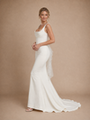 ChicSew Unique Sleeveless Mermaid Square Neckline Crepe Long Wedding Dresses With Ruffle