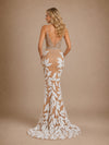 ChicSew Glamorous Sleeveless Deep V‑Neck Mermaid Lace Tulle Beaded Long Wedding Dresses With 3D Floral Applique