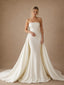 ChicSew Classic Strapless Satin Mermaid Floor-Length Wedding Dresses With Overskirt