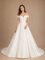 ChicSew Elegant Off The Shoulder A-Line Floor-Length Satin Wedding Dresses With Train