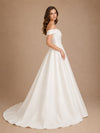 ChicSew Elegant Off The Shoulder A-Line Floor-Length Satin Wedding Dresses With Train
