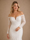 ChicSew Romantic Mermaid Lace Tulle Off The Shoulder Long Sleeves Floor-Length Wedding Dresses With Long Train