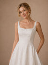 ChicSew Glamorous Square Neckline A-Line Floor-Length Satin Wedding Dress With Applique
