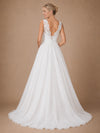ChicSew Elegant Sleeveless Lace Tulle A-Line V-Neck Long Wedding Dresses