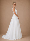 ChicSew Elegant Sleeveless Lace Tulle A-Line V-Neck Long Wedding Dresses