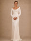 ChicSew Classy Crepe Cowl Neck Long Sleeves Sheath Floor-Length Wedding Dress