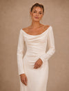 ChicSew Classy Crepe Cowl Neck Long Sleeves Sheath Floor-Length Wedding Dress