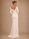 ChicSew Classy Crepe Cowl Neck Long Sleeves Sheath Floor-Length Wedding Dress