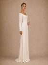 ChicSew Classy Crepe Cowl Neck Long Sleeves Sheath Floor-Length Wedding Dress
