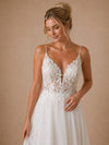 ChicSew Unique Spaghetti Straps A-Line Lace Tulle Maxi Wedding Dresses With Long Train