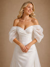 ChicSew Classy Elegant Off The Shoulder Mermaid Floor-Length Satin Wedding Dress With Flowy Tulle Train