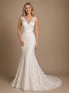 ChicSew Elegant Mermaid V-Neck Sleeveless Lace Tulle Maxi Wedding Dresses With Satin Belt