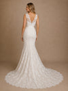 ChicSew Elegant Mermaid V-Neck Sleeveless Lace Tulle Maxi Wedding Dresses With Satin Belt
