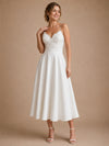 ChicSew Sexy Spaghetti Straps Lace A-Line Crepe Midi Wedding Dress