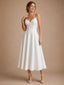 ChicSew Sexy Spaghetti Straps Lace A-Line Crepe Midi Wedding Dress