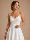 ChicSew Sexy Spaghetti Straps Lace A-Line Crepe Midi Wedding Dress