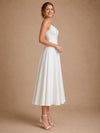 ChicSew Sexy Spaghetti Straps Lace A-Line Crepe Midi Wedding Dress