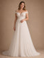ChicSew Beautiful Off The Shoulder A-Line Lace Tulle Maxi Long Wedding Dresses