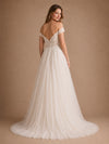 ChicSew Beautiful Off The Shoulder A-Line Lace Tulle Maxi Long Wedding Dresses