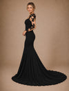 ChicSew Unique V-Neck Lace Long Sleeves Mermaid Crepe Maxi Wedding Dresses