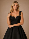 ChicSew Classy V-Neck A-Line Satin Maxi Long Wedding Dress With Lace Applique