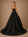 ChicSew Classy V-Neck A-Line Satin Maxi Long Wedding Dress With Lace Applique
