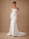 ChicSew Elegant Strapless Mermaid Crepe Boning Ruched Maxi Long Wedding Dress