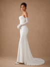 ChicSew Elegant Strapless Mermaid Crepe Boning Ruched Maxi Long Wedding Dress