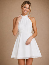 ChicSew Simple Sleeveless Chiffon Halter Mini A-Line Wedding Dresses