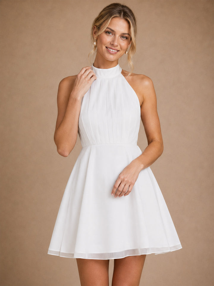 ChicSew Simple Sleeveless Chiffon Halter Mini A-Line Wedding Dresses
