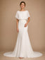 ChicSew Elegant Boat Neck Mermaid Flutter Sleeves Floor-Length Chiffon Wedding Dresses With Lace