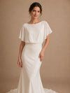 ChicSew Elegant Boat Neck Mermaid Flutter Sleeves Floor-Length Chiffon Wedding Dresses With Lace