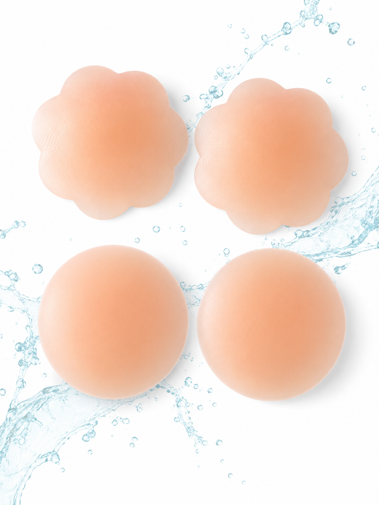 Silicone Nipple Covers - 1 Pair Women's Reusable Adhesive Invisible Pasties Nippleless Covers Round