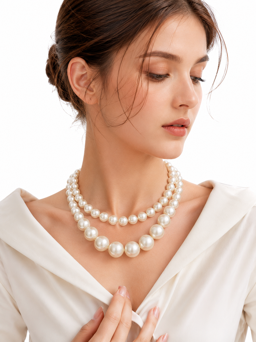 Exaggerated Pearl Choker Clavicle Chain Multi-layer Beaded Necklace