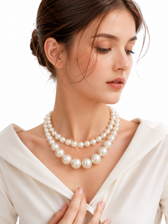 Exaggerated Pearl Choker Clavicle Chain Multi-layer Beaded Necklace CN44
