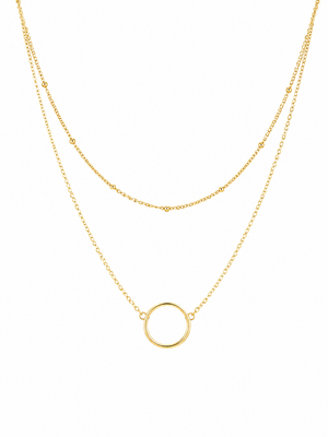 Layered Heart Necklace Pendant Handmade 18k Gold Plated Dainty Gold Choker Long Necklace