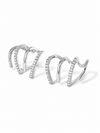 Cubic Zirconia Half Hoop Stud Earrings Looks Like 4 Hoop Earrings
