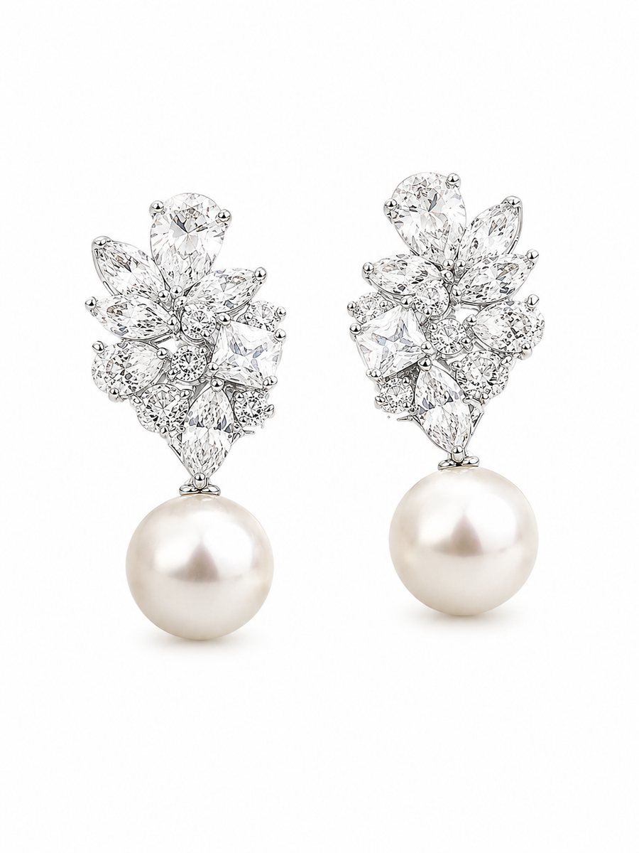 New Floral Ivory Pearl Teardrop Bridal Earrings – Versatile Wedding & Bridesmaid Jewelry