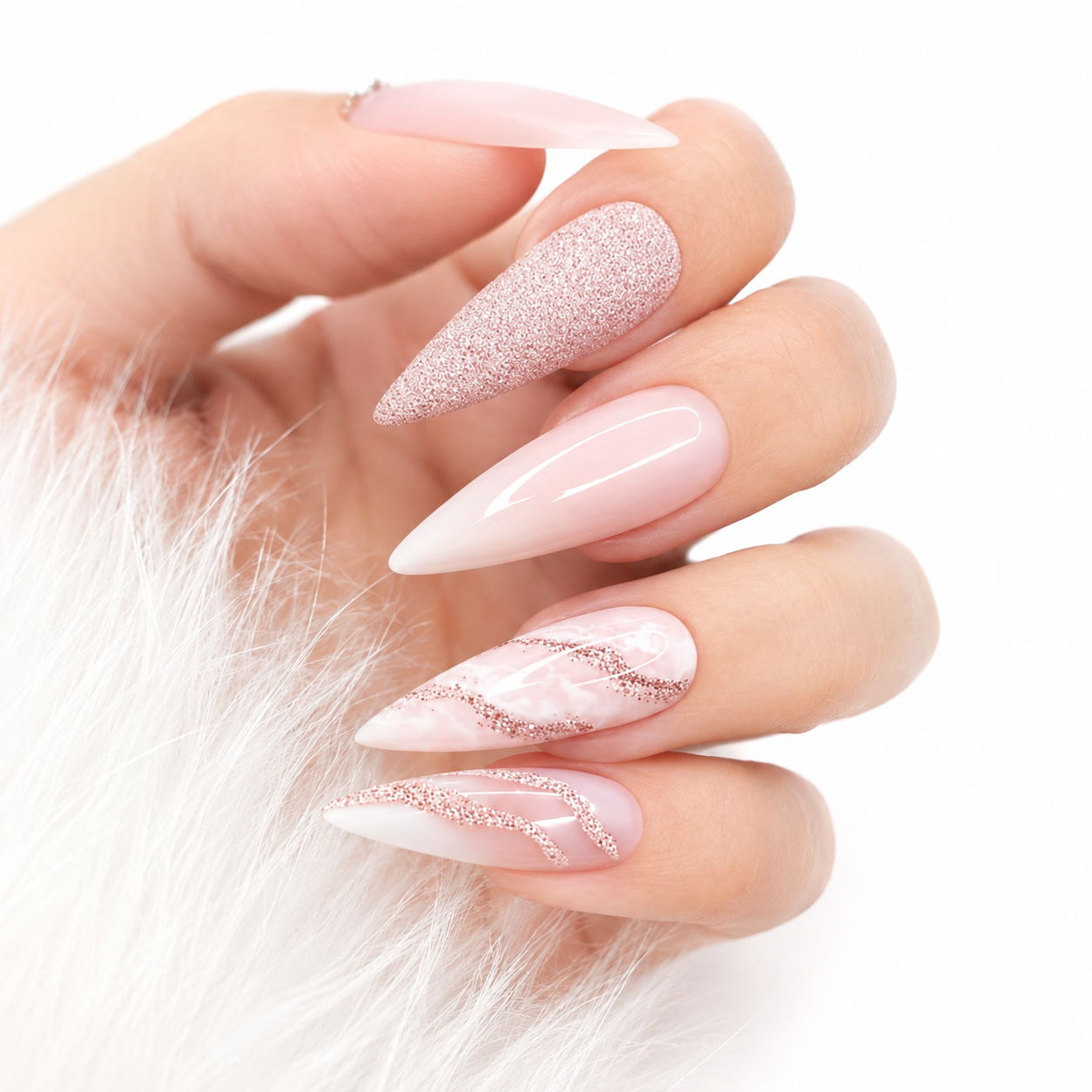 Rhinestone Nails Bling Wedding Press On Nails With Design For Women And Girls CN107