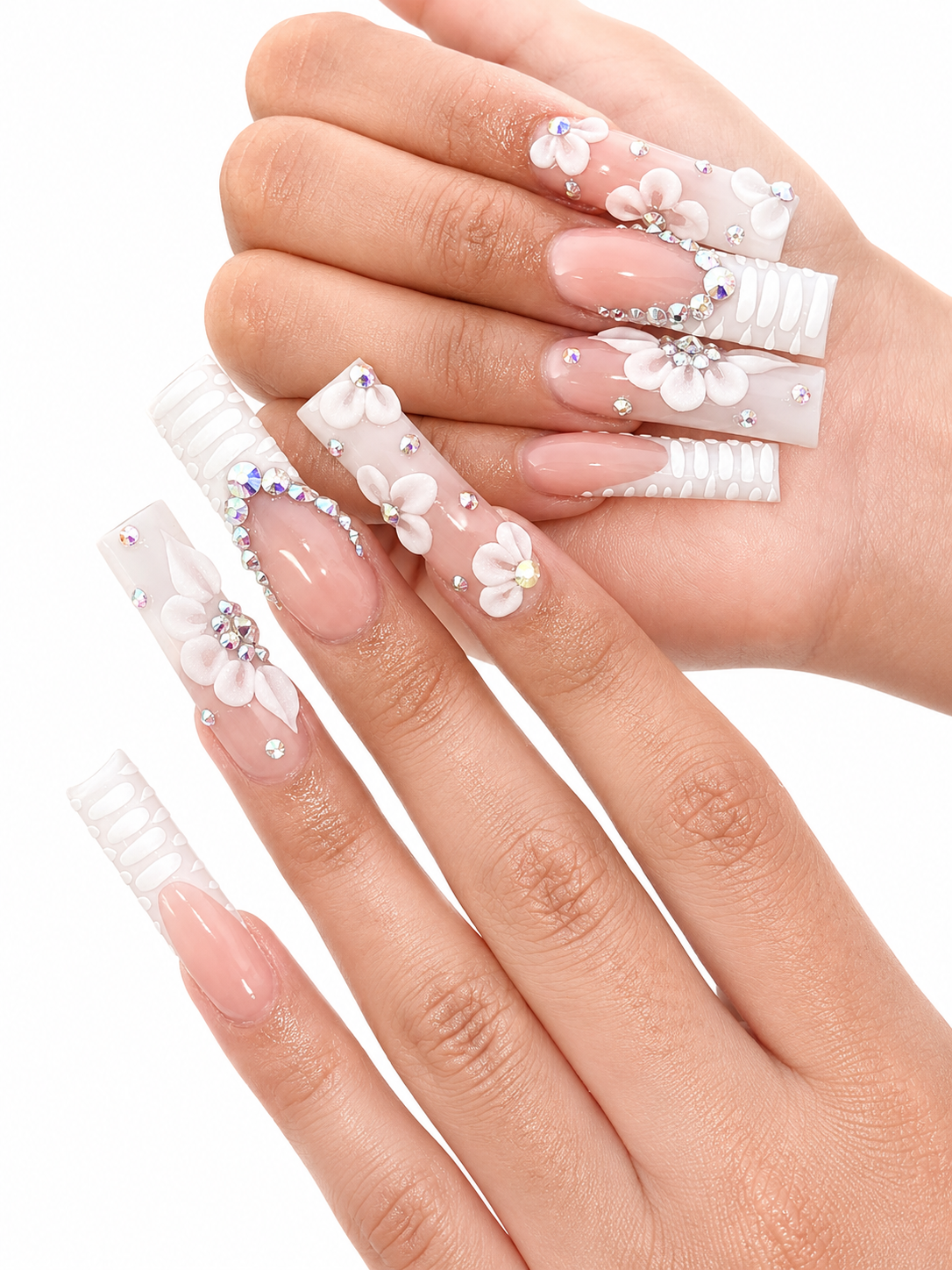Rhinestone Nails Bling Wedding Press On Nails With Design For Women And Girls CN103