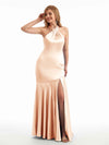 Halter Satin Bridesmaid Dress with Side Slit