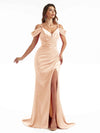 Cold Shoulder Sexy Side Slit Mermaid Satin Maxi Bridesmaid Dresses Online