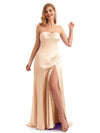 Simple Silky Satin Side Split Sweetheart Long Mermaid Wedding Guest Dresses