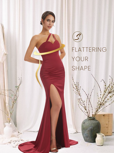 Sexy One Shoulder Soft Satin Side Slit Mermaid Long Maxi Bridesmaid Dresses