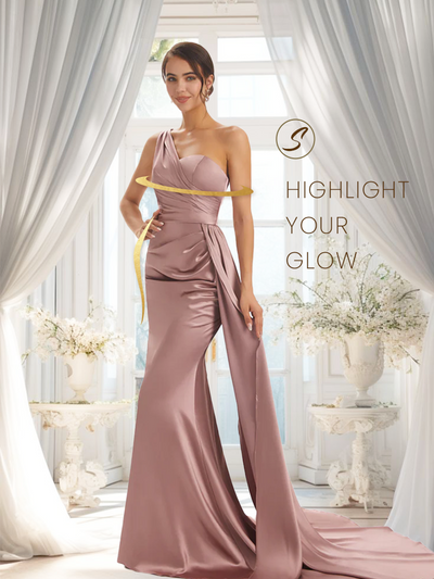 Elegant One Shoulder Soft Satin Unique Mermaid Long Bridesmaid Dresses Online